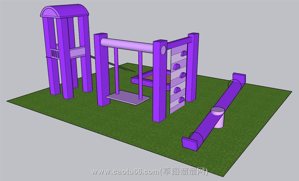 儿童滑滑梯游乐设施SU模型 1