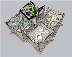 儿童玩具收纳盒SU模型