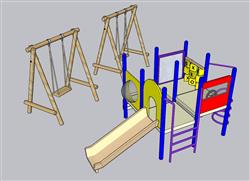 儿童游乐滑滑梯秋千椅SU模型
