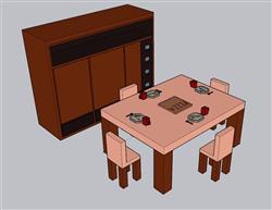 儿童餐桌椅SU模型