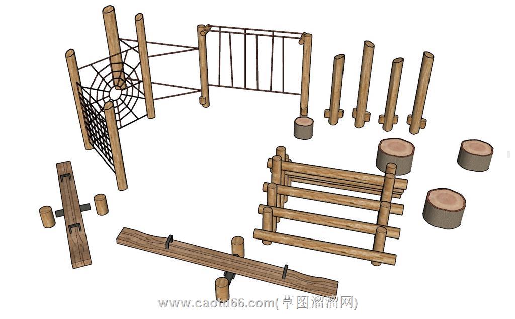 木头木桩儿童SU模型 1