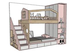 双层床上下铺高低铺SU模型