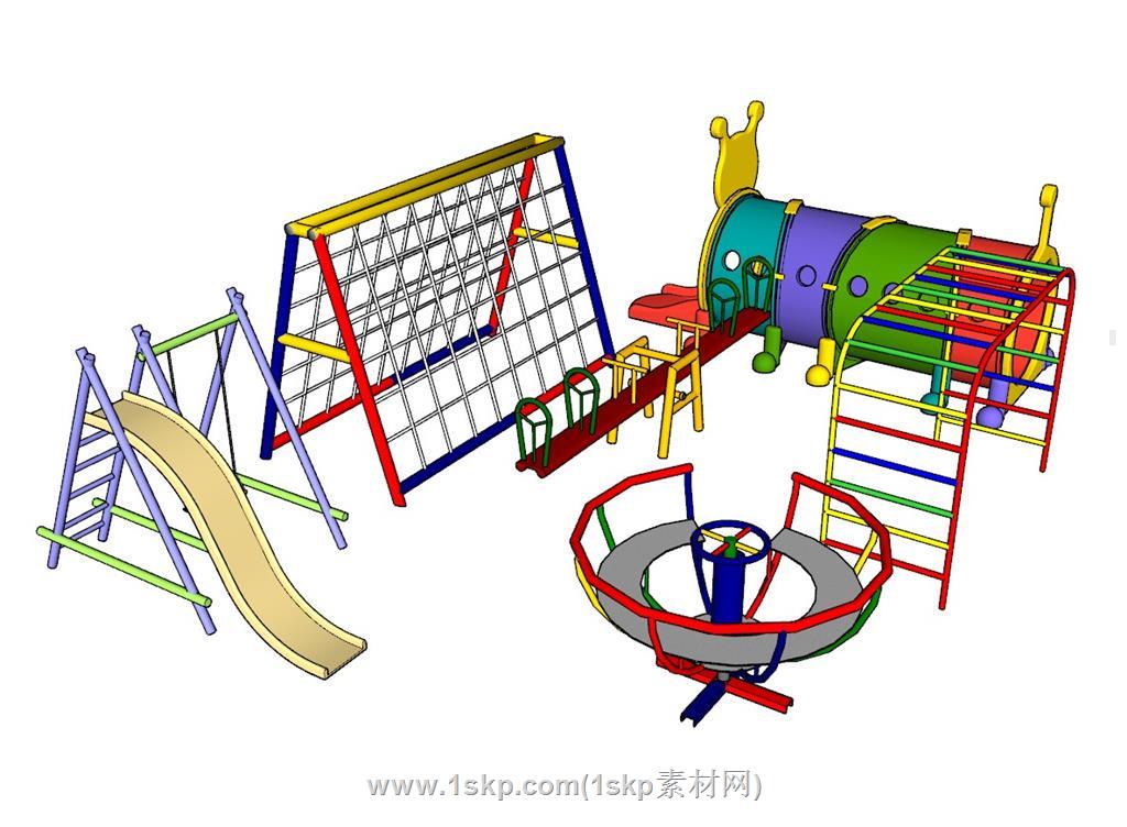儿童游乐设施滑滑梯SU模型 3