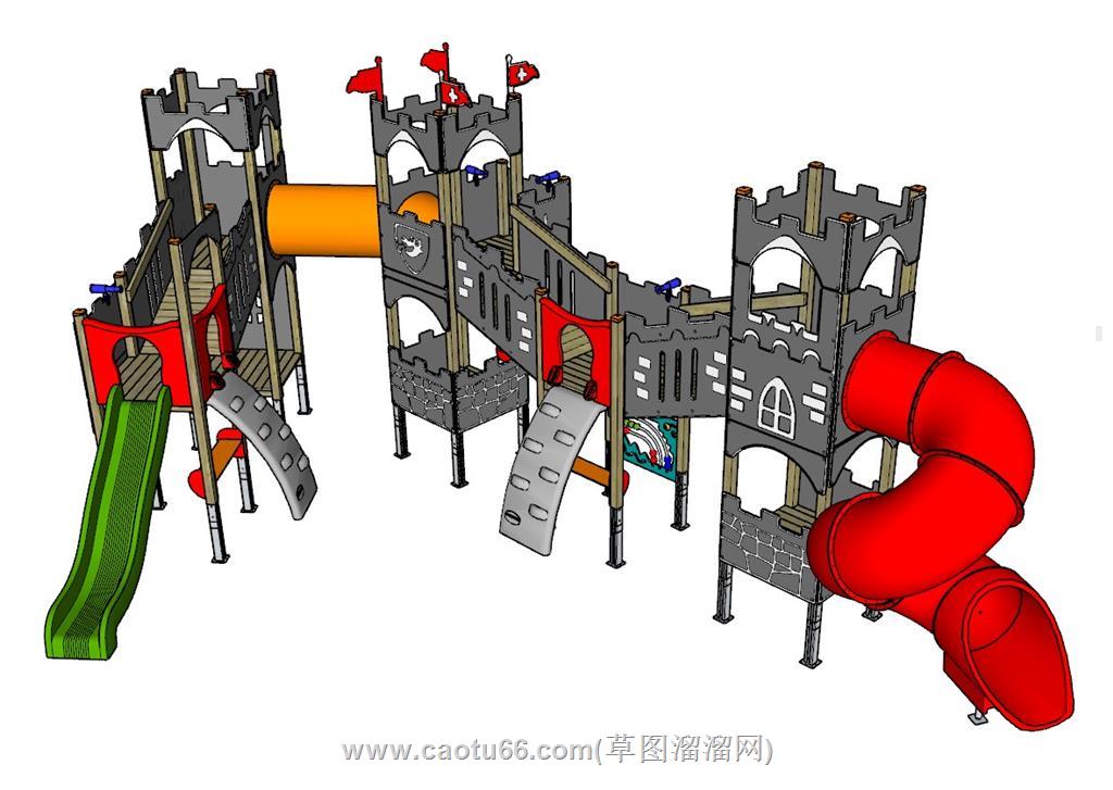 儿童游乐滑滑梯SU模型 1