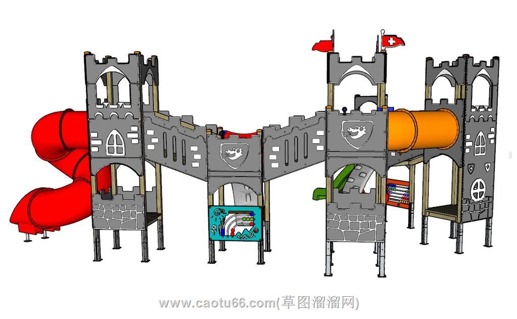 儿童游乐滑滑梯SU模型 3