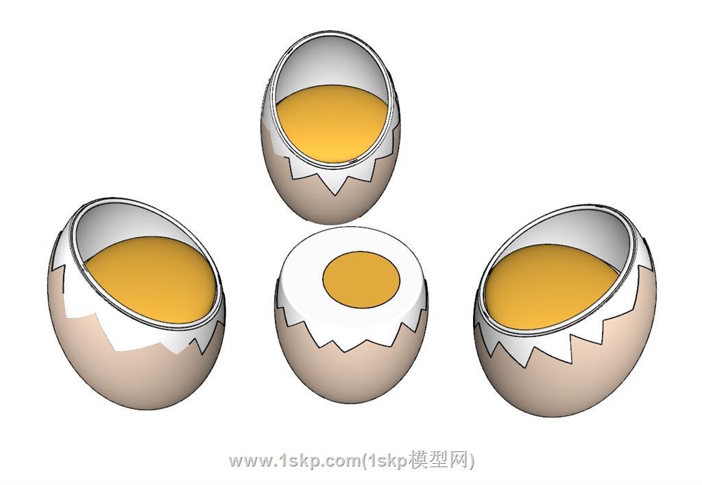 儿童蛋壳桌椅SU模型 1