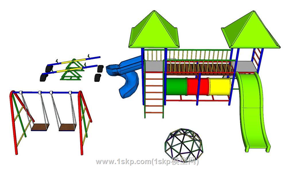 儿童游乐滑滑梯SU模型 1