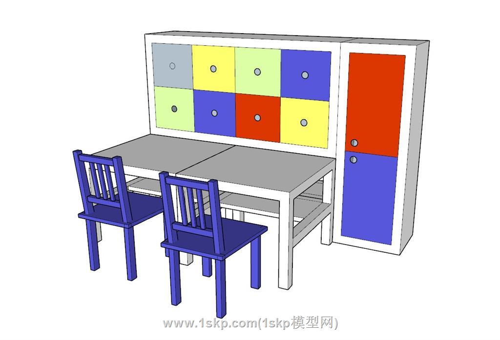 儿童桌椅SU模型 1