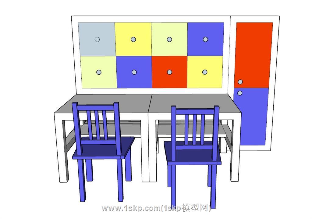 儿童桌椅SU模型 2