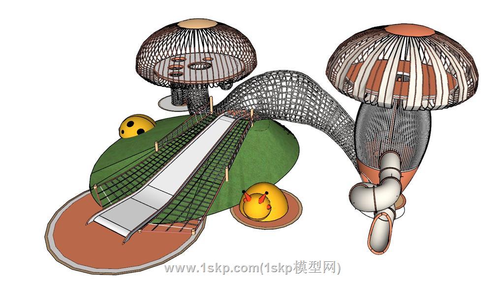 儿童滑滑梯攀爬网SU模型 2