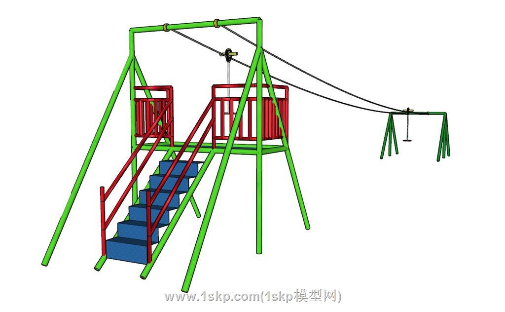 儿童游乐设施滑索SU模型 2