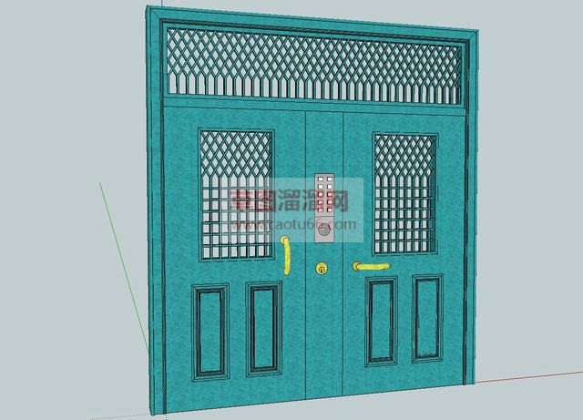 住宅楼大门门禁SU模型 1