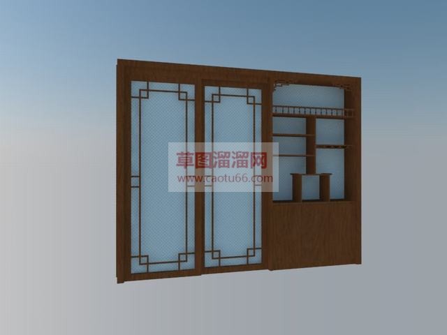 新中式推拉门移门SU模型 1