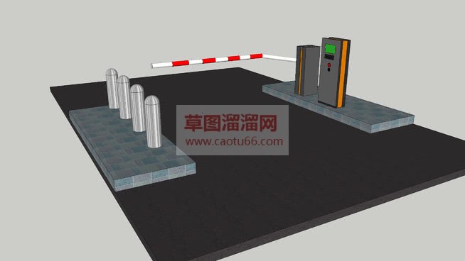 小区门禁道闸SU模型 1