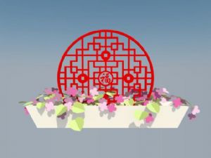 福字  窗花  +花  箱+  中式  雕塑