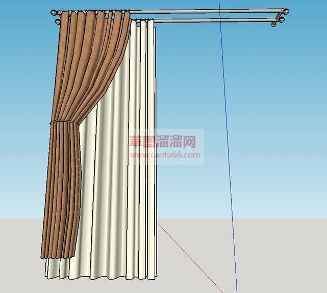 双杆窗帘SU模型 1