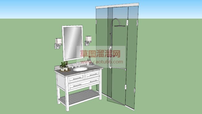 浴室玻璃隔断SU模型 1