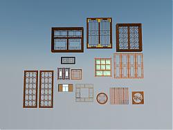 中式门窗SU模型 免费sketchup模型下载