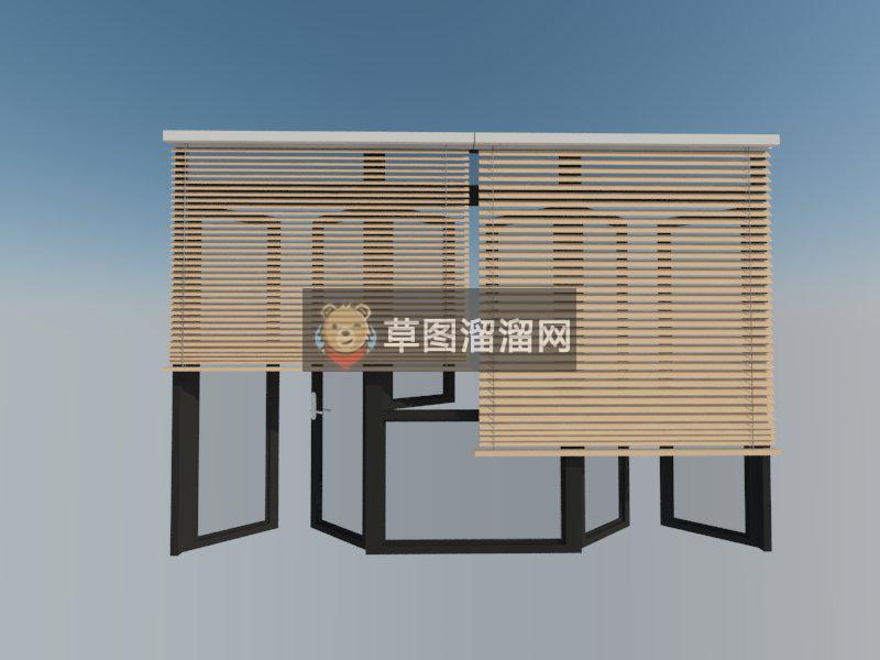 百叶窗窗帘玻璃窗SU模型 1