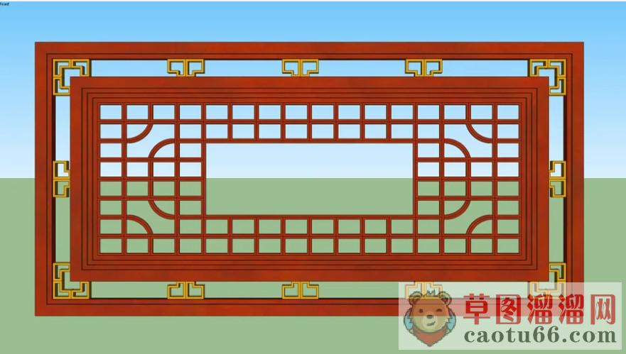 复古装饰窗花SU模型 1