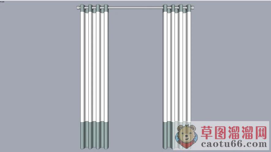 杆式窗帘SU模型 1