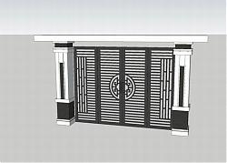 中式铁艺门门口SU模型