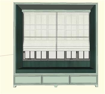 罗马帘窗帘飘窗SU模型