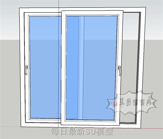推玻玻璃窗窗户SU模型 1