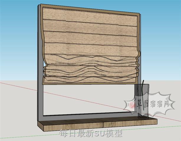 罗马帘窗帘窗口SU模型 1