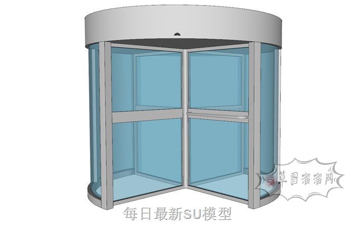 玻璃旋转门SU模型 1