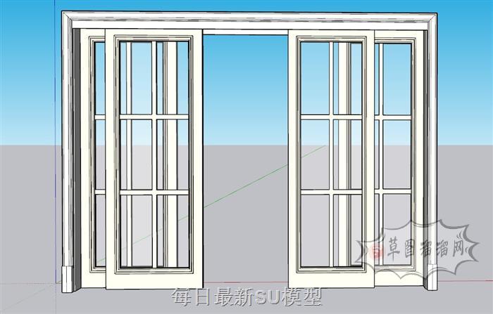 移门玻璃门阳台门SU模型 1