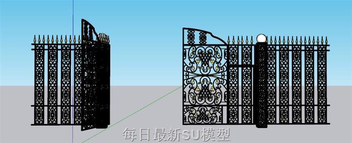 铁艺大门院门SU模型 1