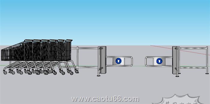 超市进门口自动门SU模型 1