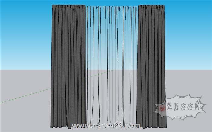 窗帘SU模型 1