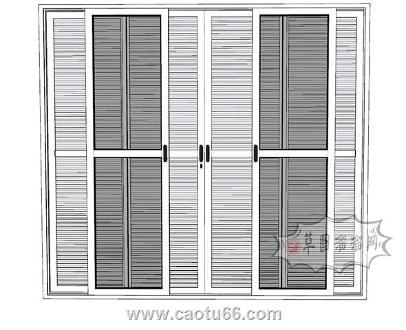 百叶门衣柜门SU模型 1