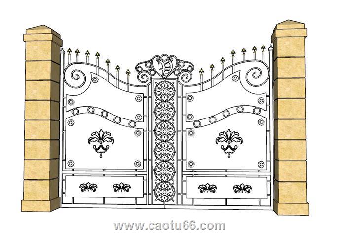 铁艺大门铁艺SU模型 1