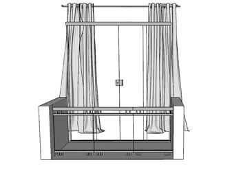 阳台  玻璃门  窗帘