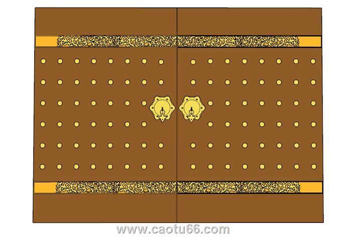 中式大门门扣古代门SU模型 1