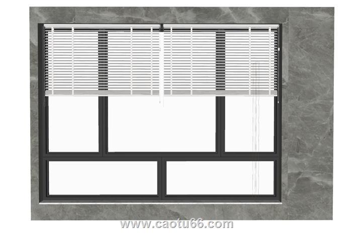 百叶窗落地窗SU模型 1