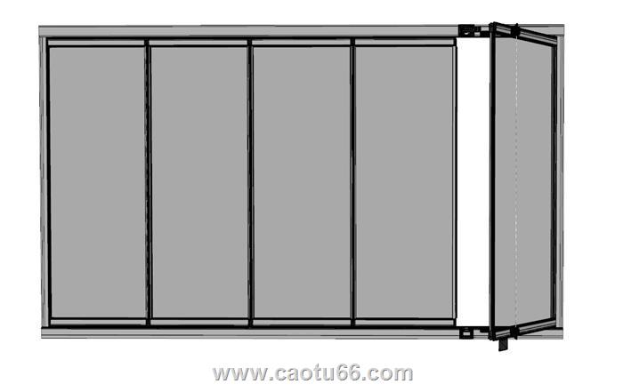 玻璃门落地窗落地门SU模型 1