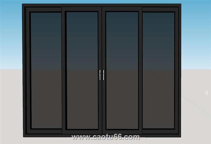 玻璃门推玻门阳台门SU模型 1