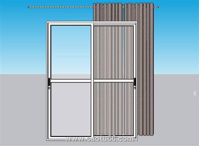 窗帘玻璃窗SU模型 1