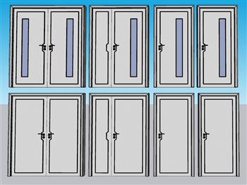 子母门双开门单开门SU模型 免费sketchup模型下载