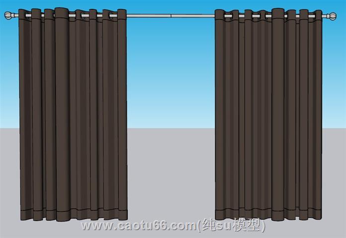 杆式窗帘SU模型 1