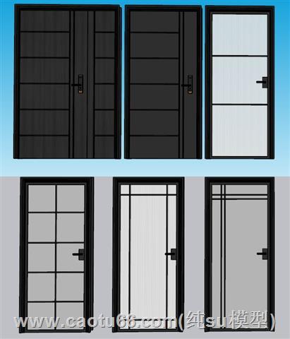 室内门子母门单开门SU模型 1
