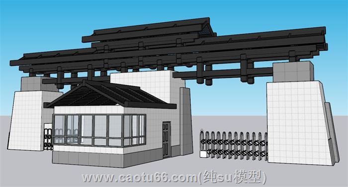 中式学校电动SU模型 1