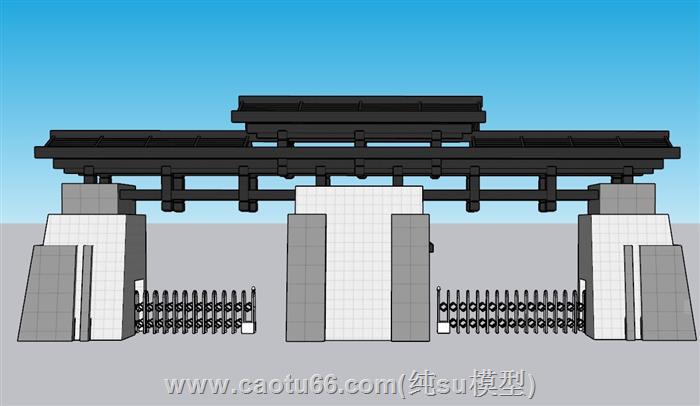 中式学校电动SU模型 2