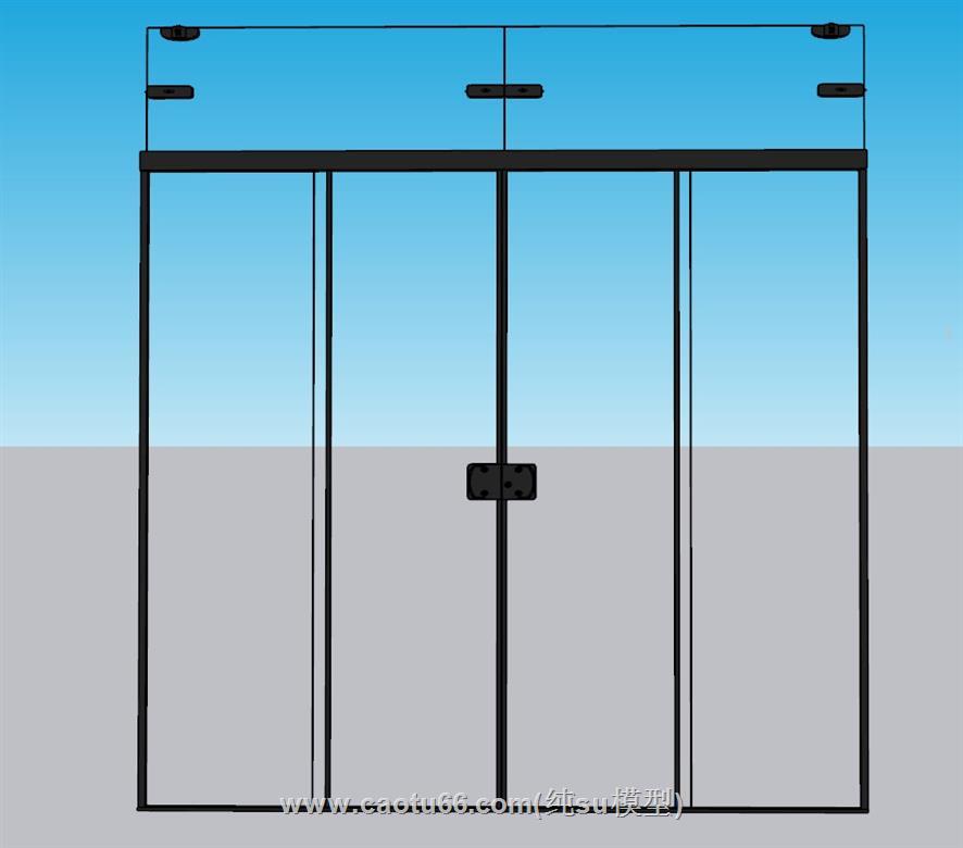 玻璃门店门推拉门SU模型 1
