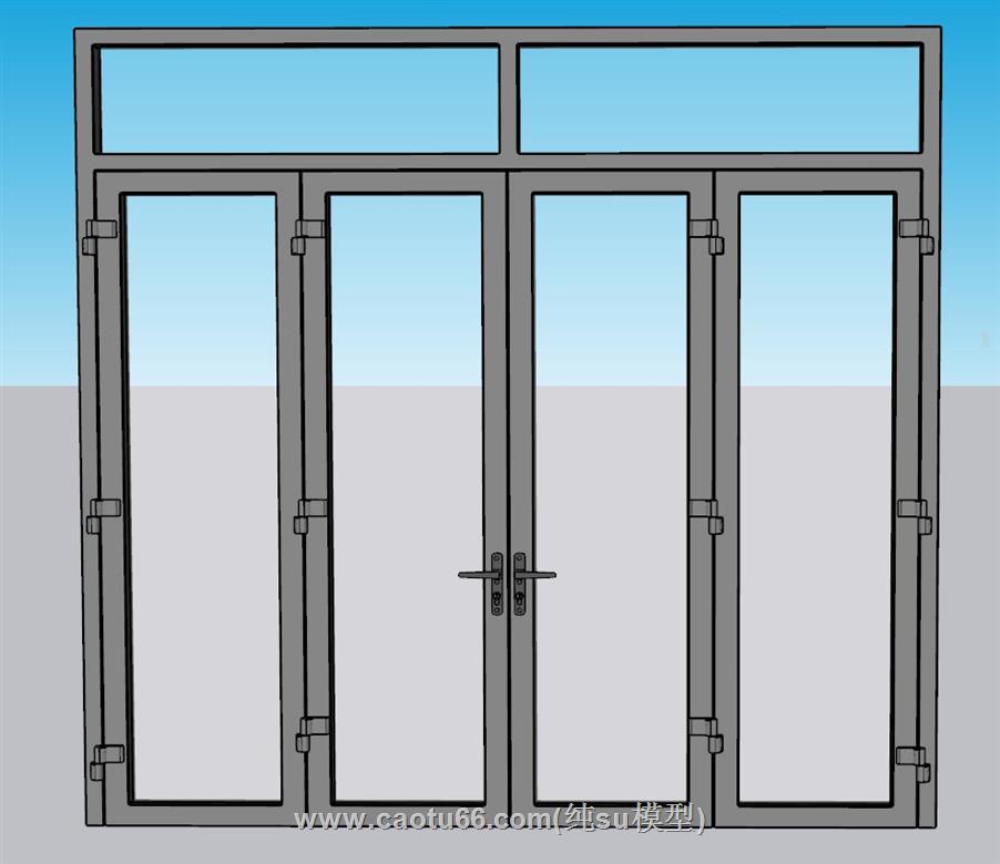 玻璃门推拉门阳台门SU模型 1