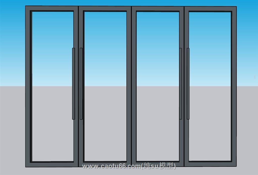 推拉门玻璃门SU模型 1
